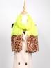 COLOUR BLOCK LEOPARD END LINEN SCARF